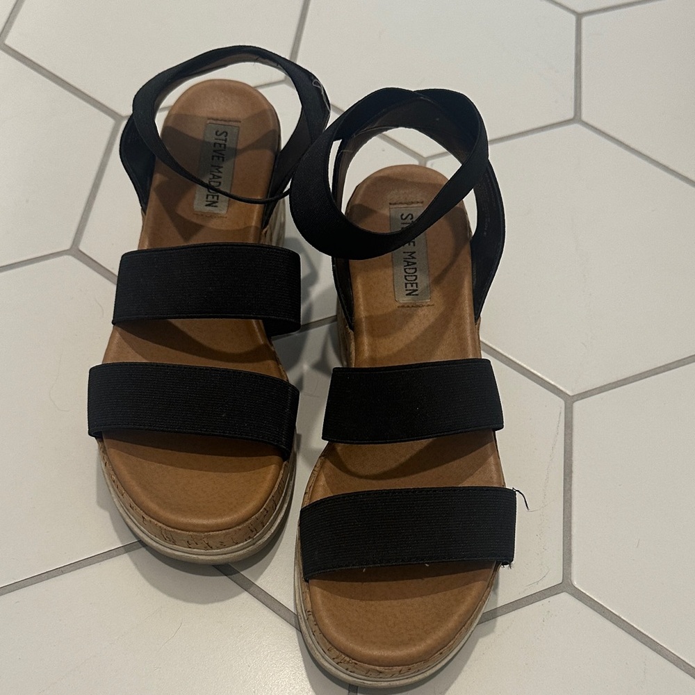 Steve Madden Black Strap Sandals
